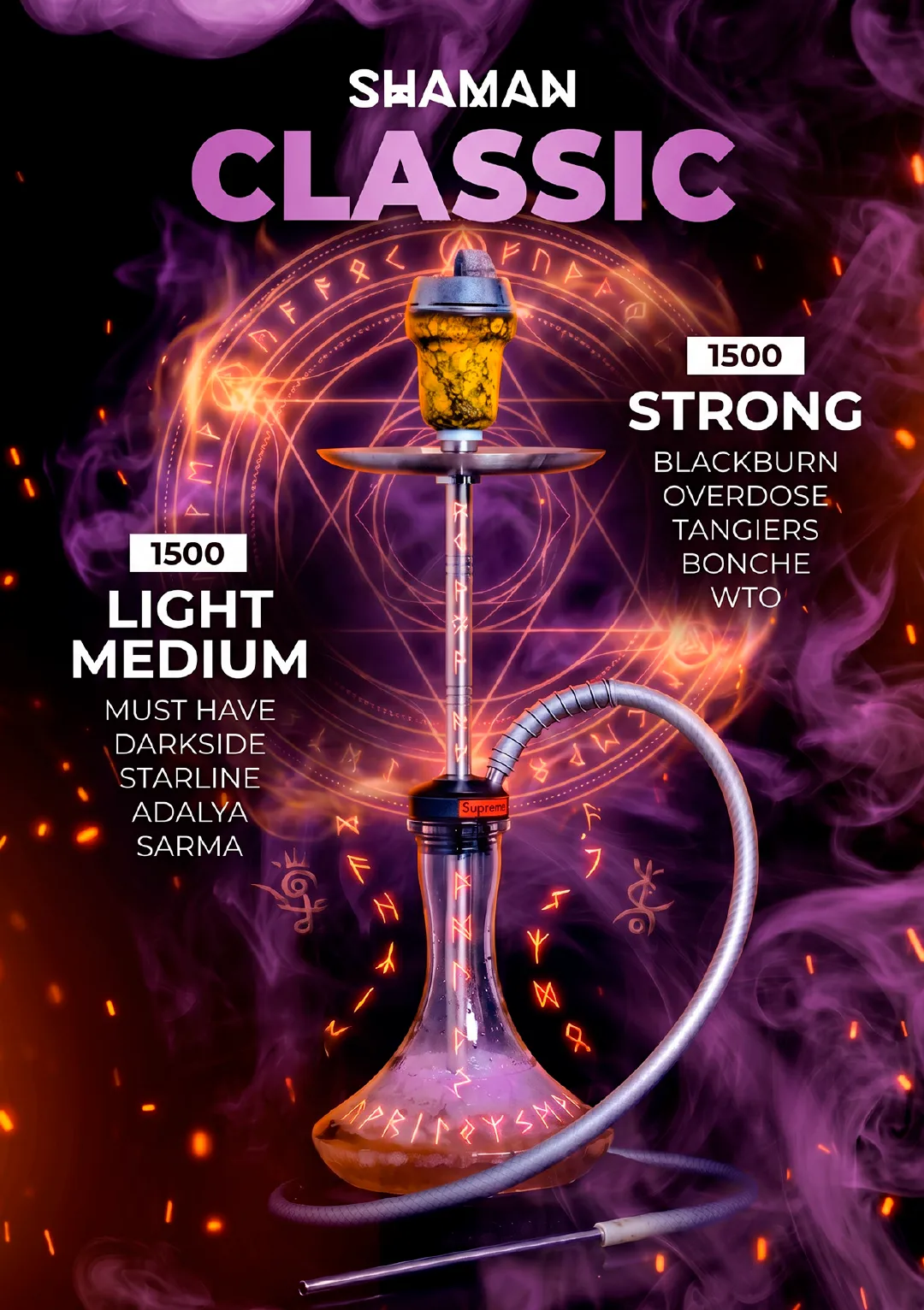 SHAMAN hookah menu sheet: Classic hookah